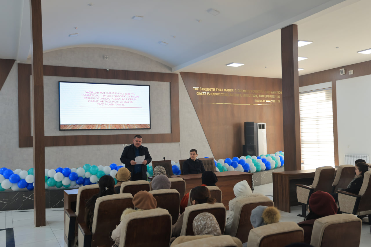 Jahon tillari fakultetida talabalarga qayta taqsimlanadigan ta’lim grantlari o‘rinlari tartibi bo‘yicha  yig‘ilish o‘tkazildi 3